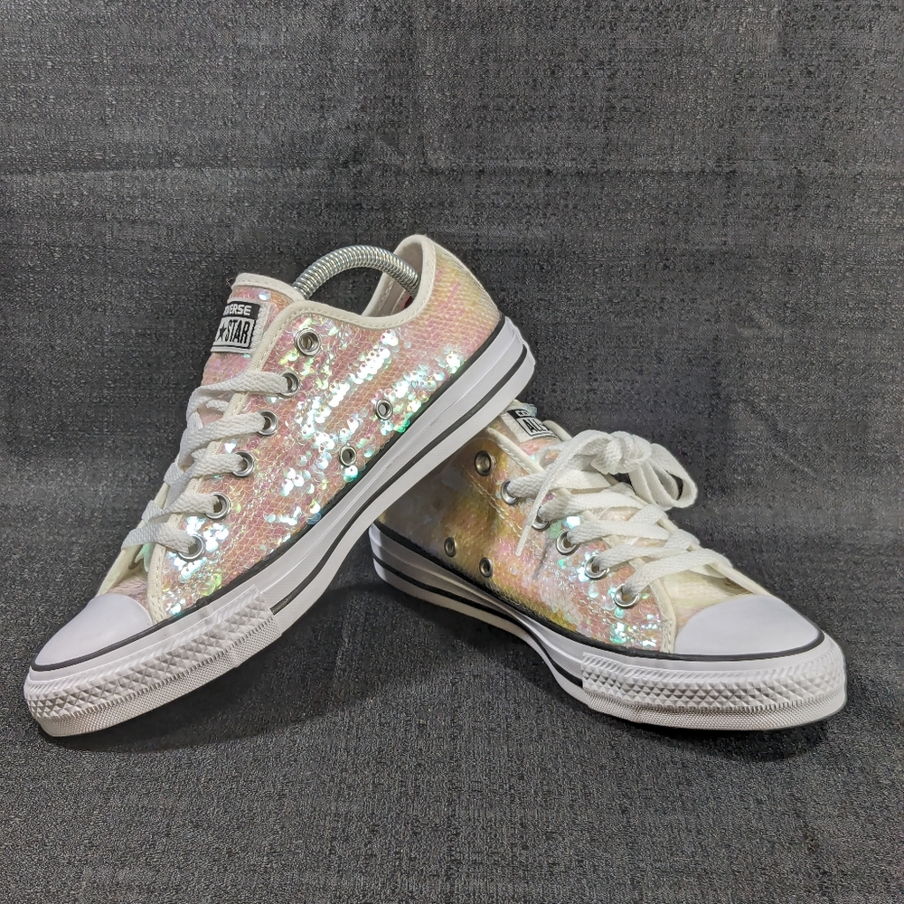 Women's Converse CTAS Ox Pink Sequin Low 557989C sz 7.5 ***NWOT**.